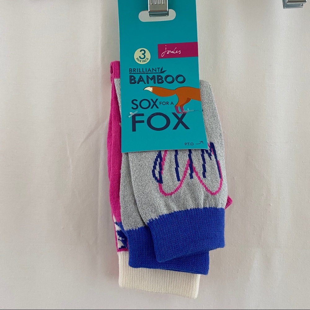 Joules USA 3-pack girls socks NWT S1-4 junior